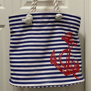 Punctuate Anchor Striped Nautical Rope Beach Bag ⚓️